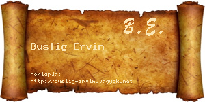 Buslig Ervin névjegykártya